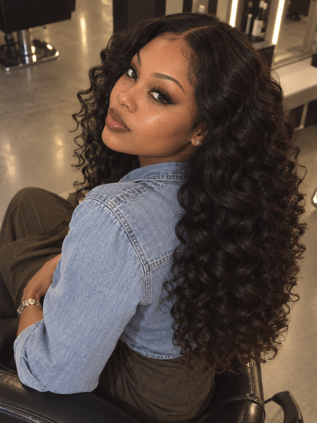 6x6 Transparent Closure 3 Bundles Deals Bouncy Curly Natural Black Human Hair