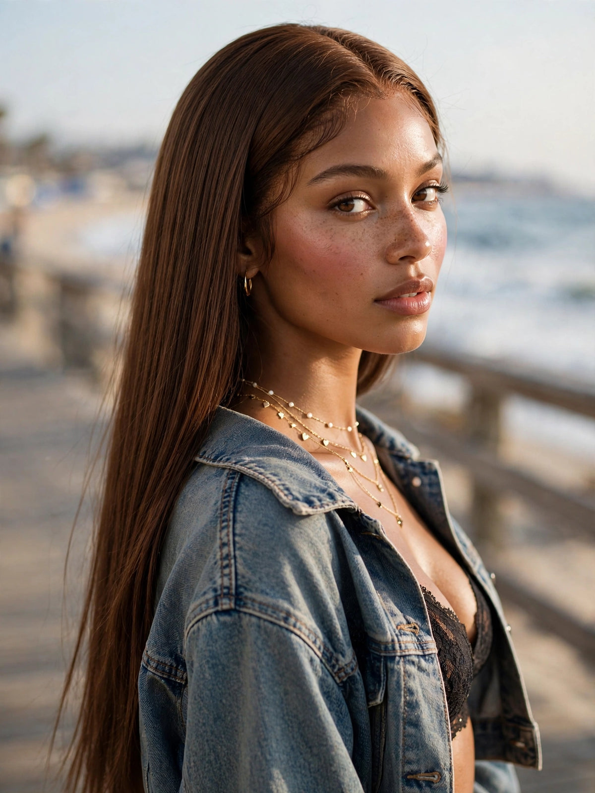 Flat-Tip Bone Straight Brown Human Hair