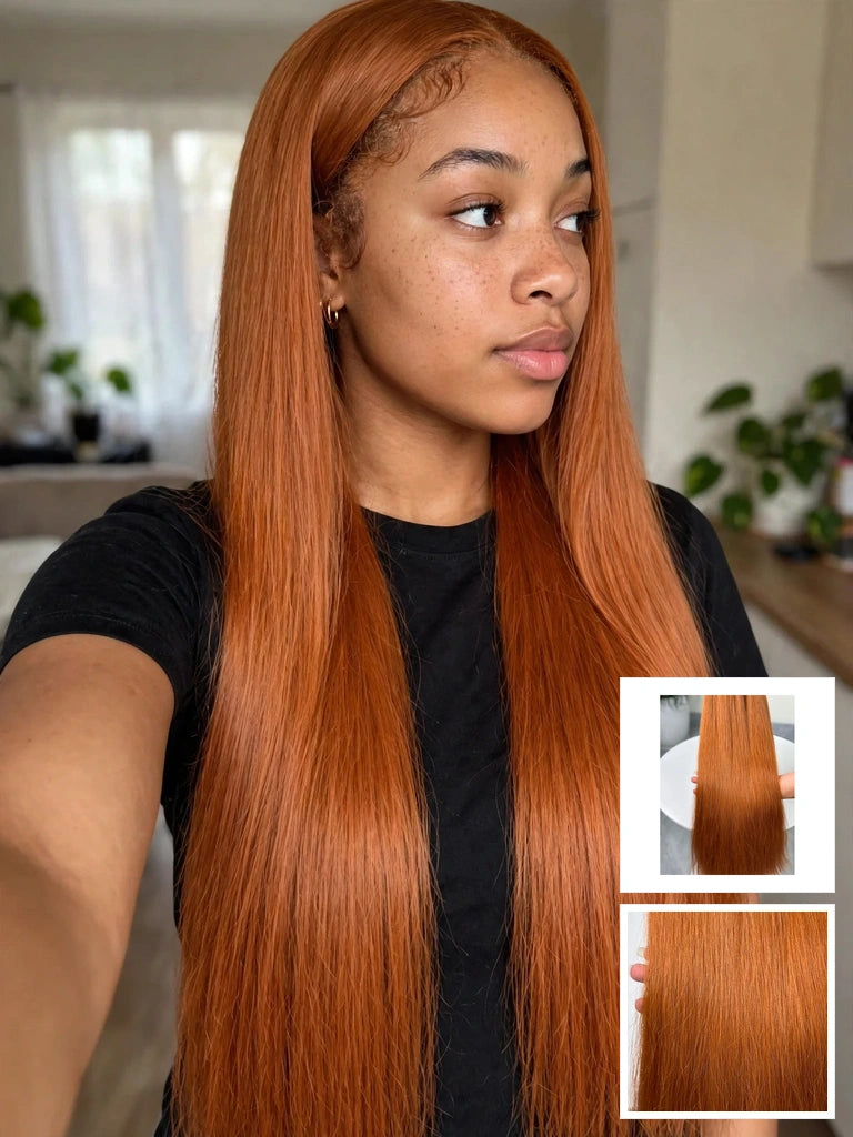 Bone Straight Ginger Orange Raw Human Hair Weave