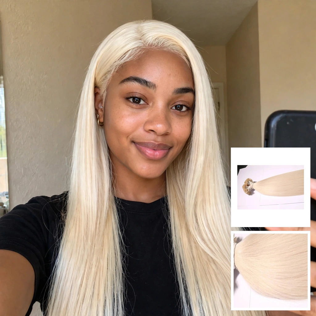 Bone Straight Platinum Blonde Flat-Tip Human Hair