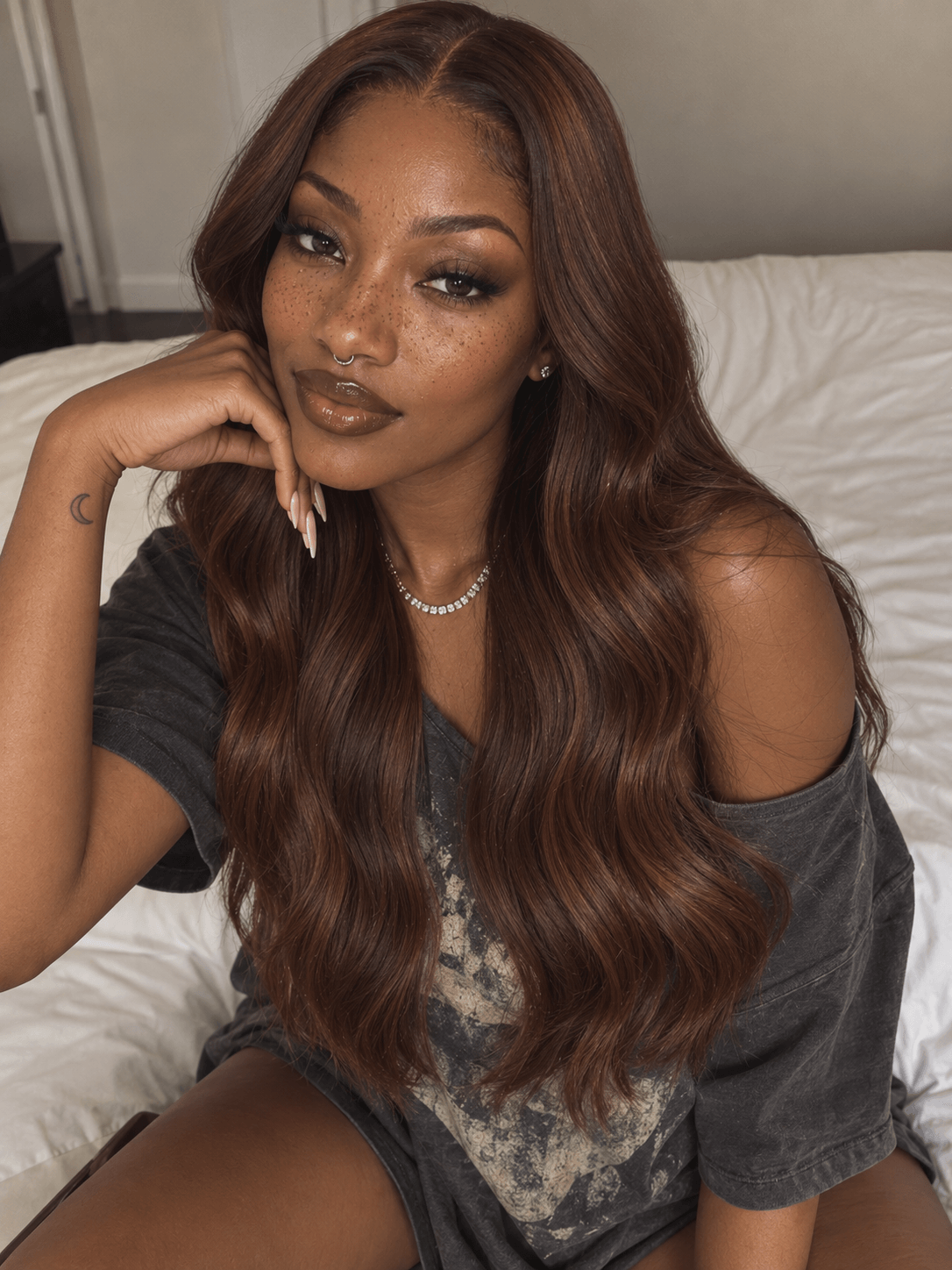 13x4 Transparent Frontal Natural Wave Brown 3 Bundles Deals Human Hair