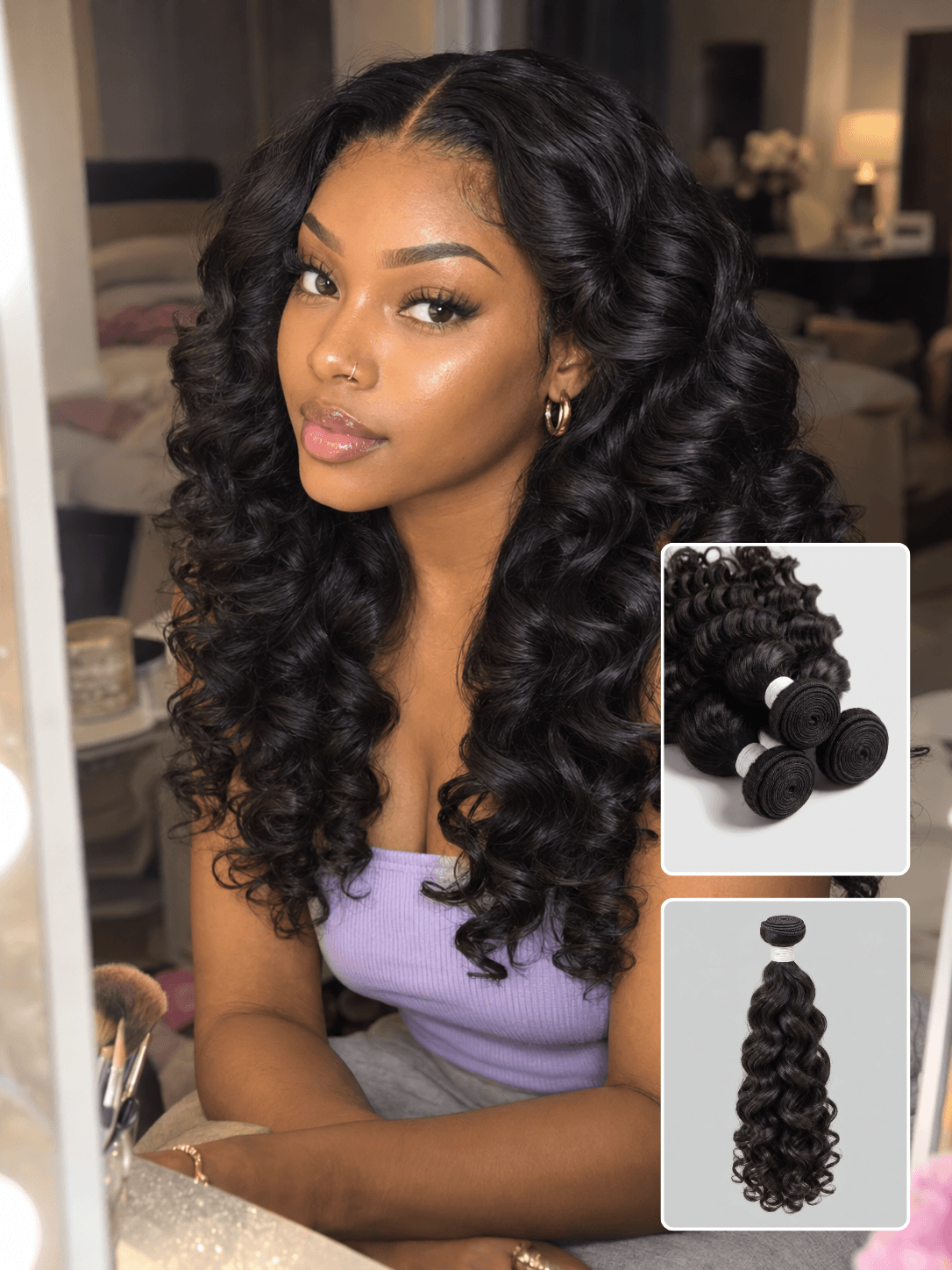 Bouncy Curly Natural Black 1 Bundle Raw Human Hair Weave