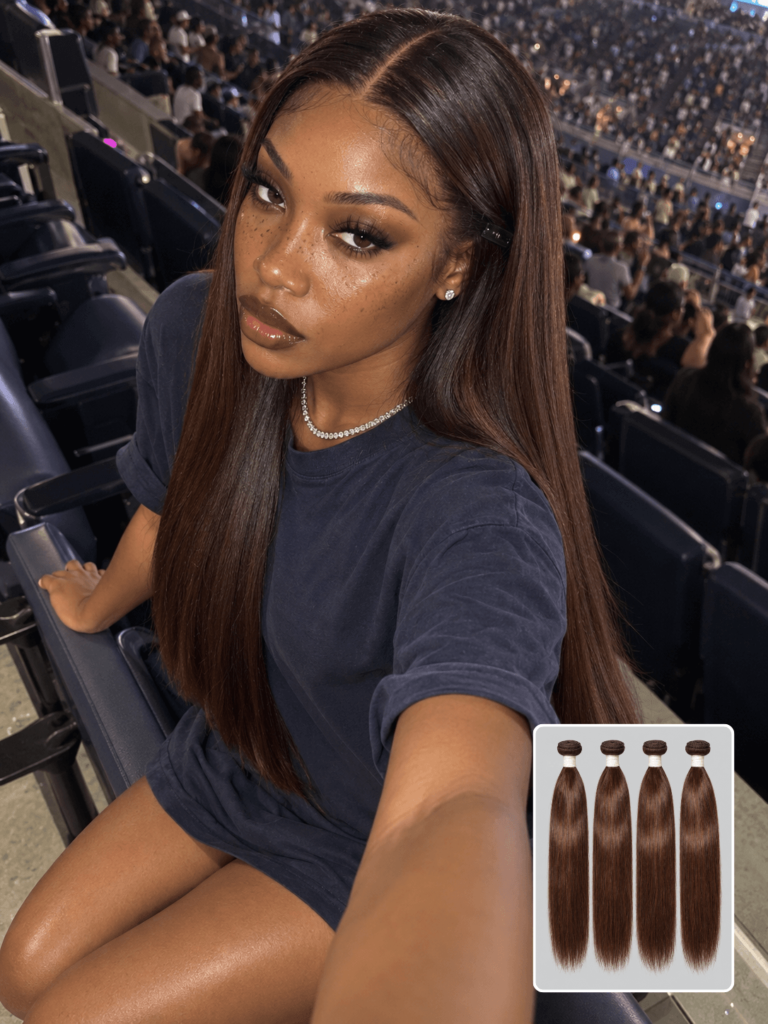Bone Straight Brown 4 Bundles Deals Raw Human Hair Weave