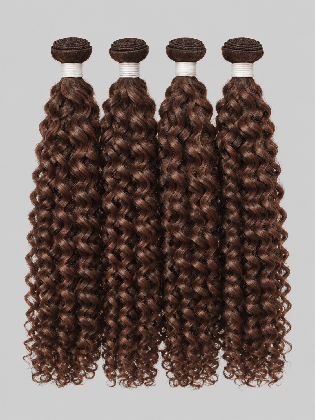 Deep Curly Brown 4 Bundles Deals Raw Human Hair Weave