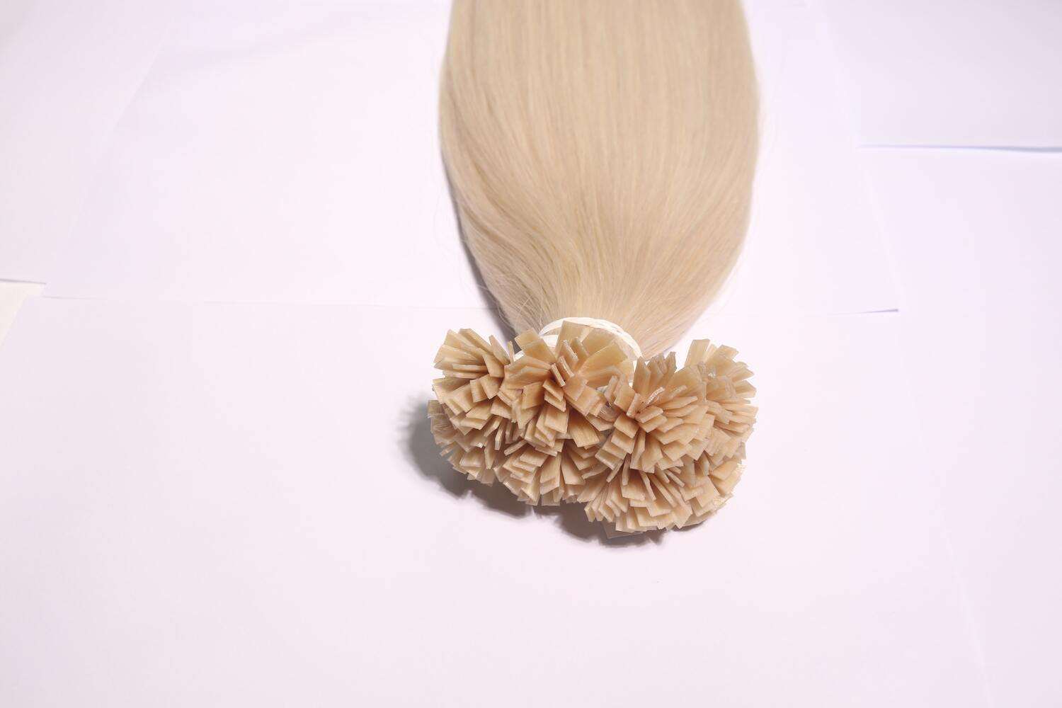 Flat Tip Hair Extensions Straight Platinum Blonde Keratin Bonded Vietnamese Human Hair Natural Look Tangle-Free Wholesale