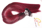 Flat Tip Hair Extensions Straight Dark Burgundy Red Keratin Bonded Vietnamese Human Hair Tangle-Free No Shedding Wholesale