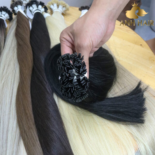 Natural Black Flat Tip Tangle-Free No Shedding Hair Extensions Straight Double Drawn Vietnamese Virgin Human Hair Keratin Bond
