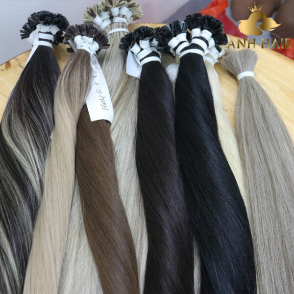 Natural Black Flat Tip Tangle-Free No Shedding Hair Extensions Straight Double Drawn Vietnamese Virgin Human Hair Keratin Bond