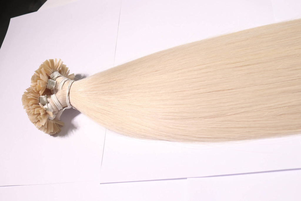Flat Tip Hair Extensions Straight Platinum Blonde Keratin Bonded Vietnamese Human Hair Natural Look Tangle-Free Wholesale