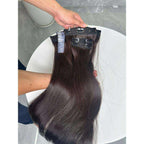 Clip In Human Hair Extensions Natural Black Straight Double Weft Remy Indian Hair Full Ends Seamless