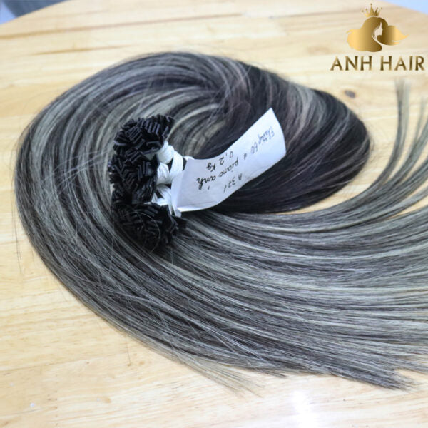 Flat Tip Hair Extensions Straight Piano Color Blonde Highlight Keratin Bonded Vietnamese Raw Human Hair Wholesale