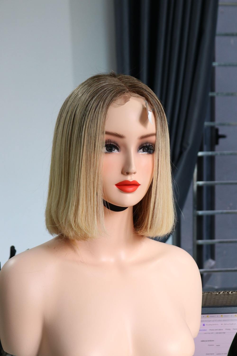 Short Ombre Bob Wig – Brown to Blonde 10 inches closure 2×6 Light chemical processed premium quality wholesale 2025