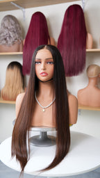 Straight Full Lace Wig Natural Black Long 150% Density Peruvian Virgin Hair Transparent Lace Baby Hair Average Size