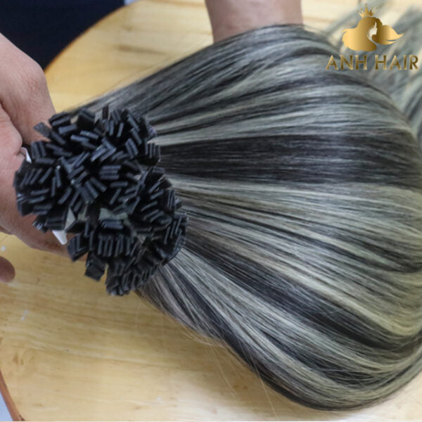 Flat Tip Hair Extensions Straight Piano Color Blonde Highlight Keratin Bonded Vietnamese Raw Human Hair Wholesale