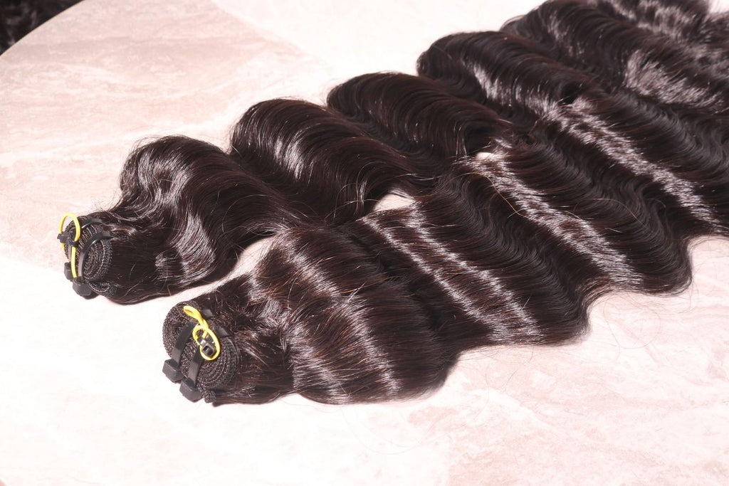 Bone Straight Virgin Human Hair Bundles Single Donor Natural Color Machine Double Weft