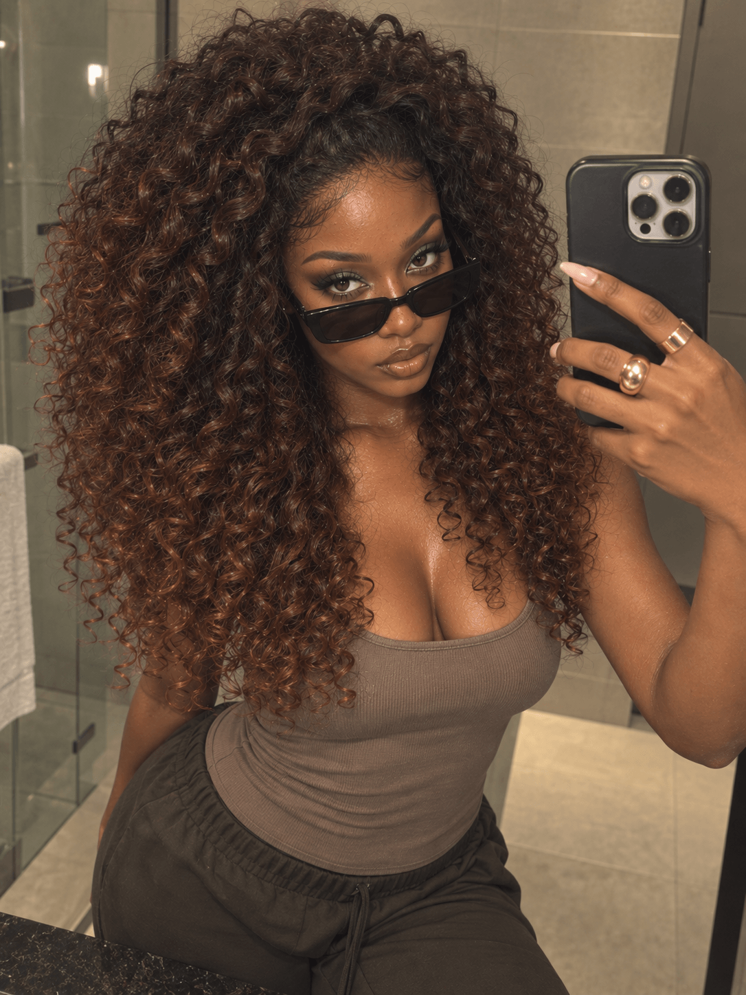 13x4 Transparent Lace Front Wig Burmese Curly Brown Human Hair