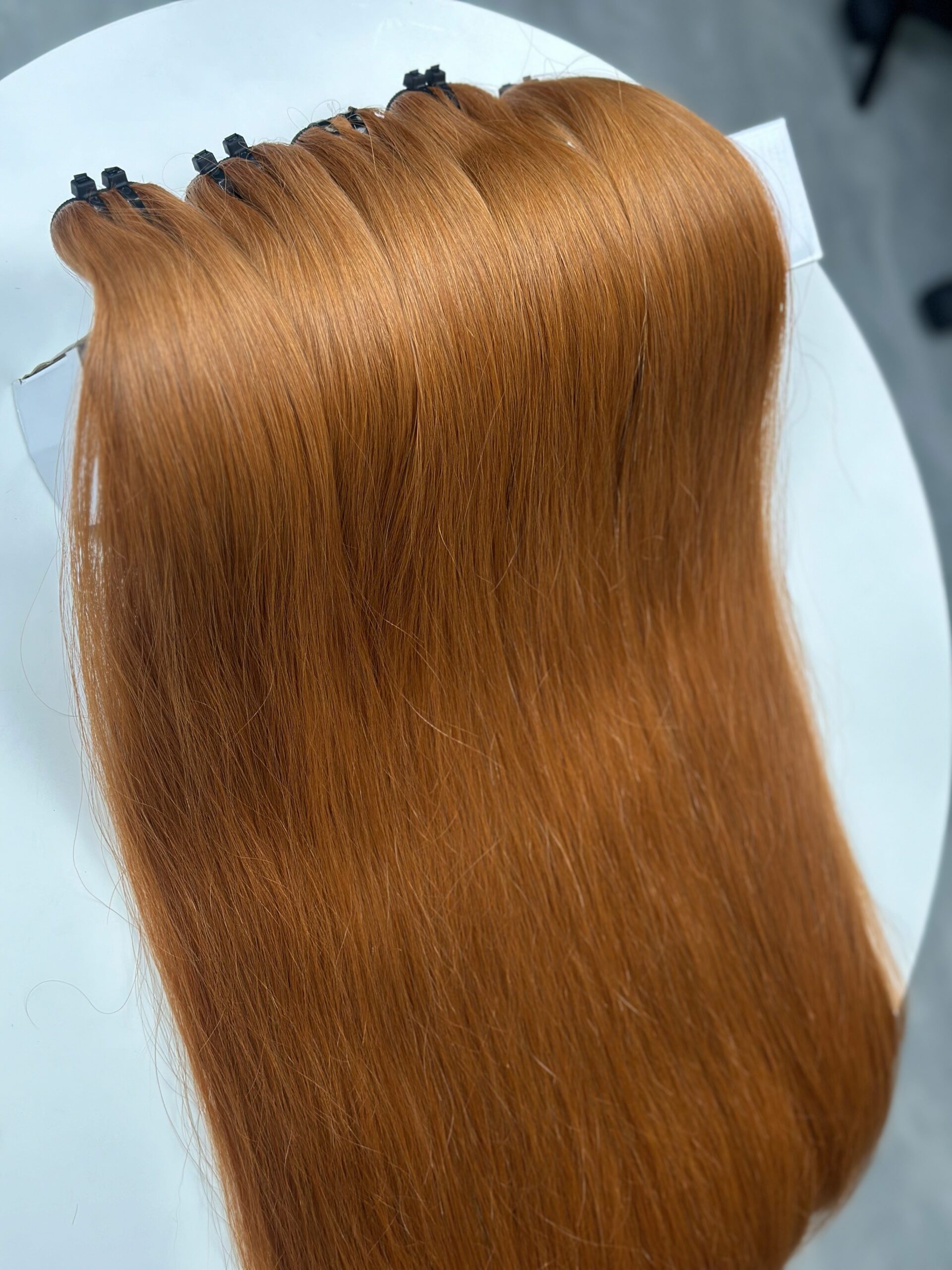 Luxury Bone Straight Human Hair – Vibrant Ginger Orange Color