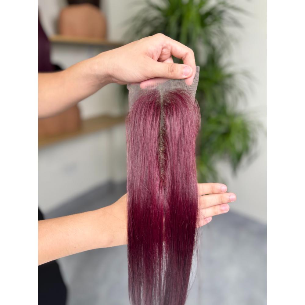 Burgundy Straight Closure 4×4 99J — Premium Wholesale Vendor