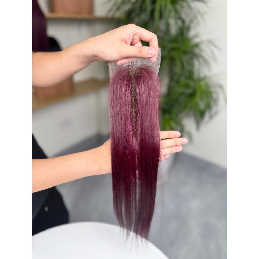 Burgundy Straight Closure 4×4 99J — Premium Wholesale Vendor