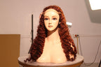 Bermese Curly Lace Front Wig – Chestnut Red 14 inches – 36 inches 100% Human Hair (Raw hair) Super Double Drawn