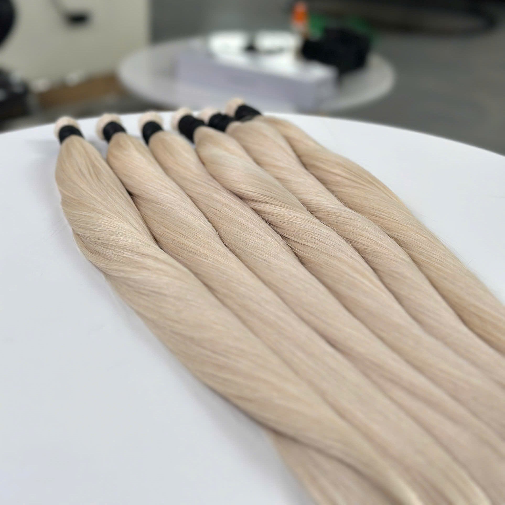 Vietnamese Bulk Hair Straight Platinum Blonde — Wholesale Double Drawn Bleached