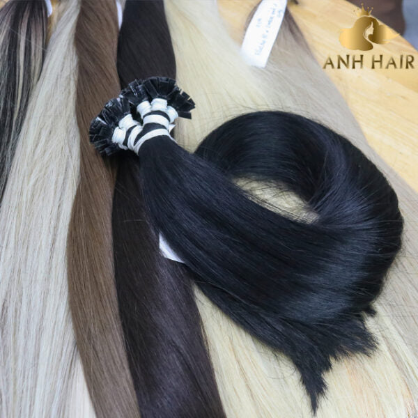 Natural Black Flat Tip Tangle-Free No Shedding Hair Extensions Straight Double Drawn Vietnamese Virgin Human Hair Keratin Bond