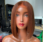 Blunt Cut Lace Bob Wig in Auburn Premium Quality Full Lace Hair Tip Type Blunt Bob Style Machine double weft Wholesale