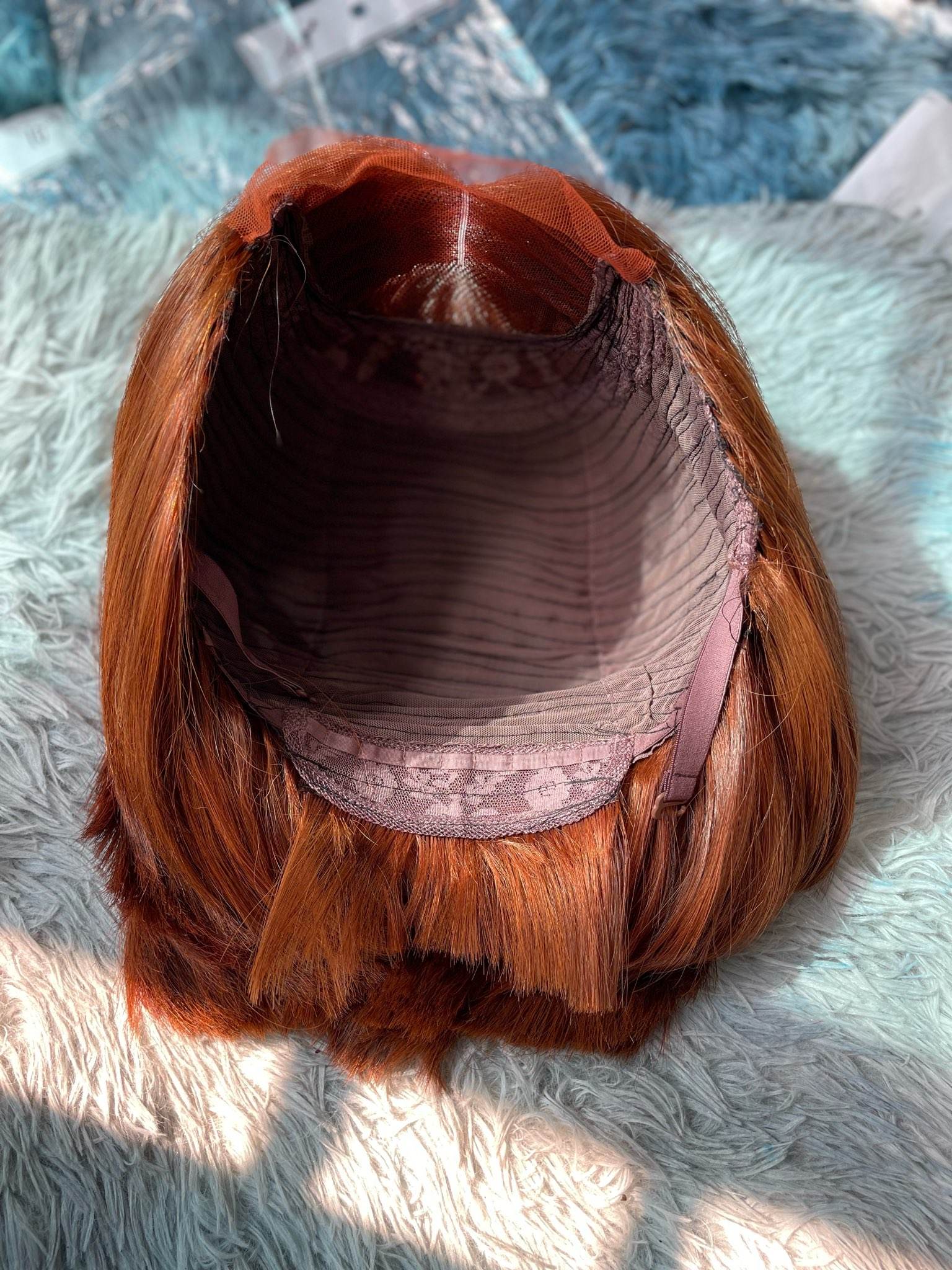 Blunt Cut Lace Bob Wig in Auburn Premium Quality Full Lace Hair Tip Type Blunt Bob Style Machine double weft Wholesale