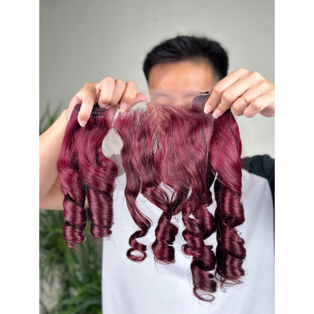 Vietnamese burgundy lace closure 4×4 body wave wholesale