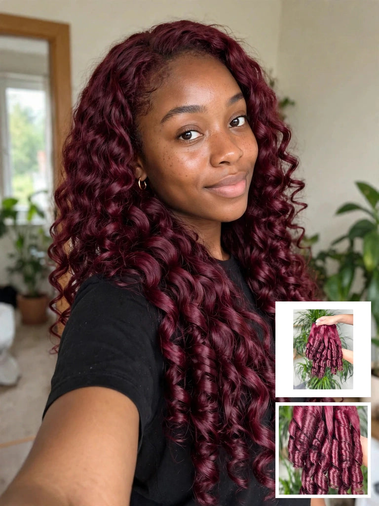 4x4 HD Lace Closure Body Wave Burgundy 3 Bundles Deals Human Hair