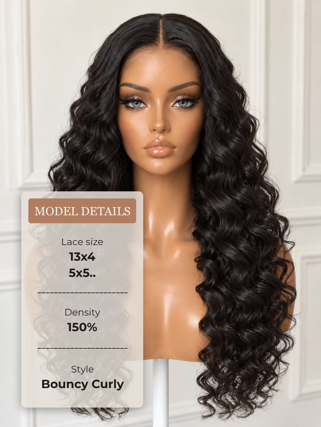 13x6 Transparent Lace Front Wig Bouncy Curly Natural Black Human Hair