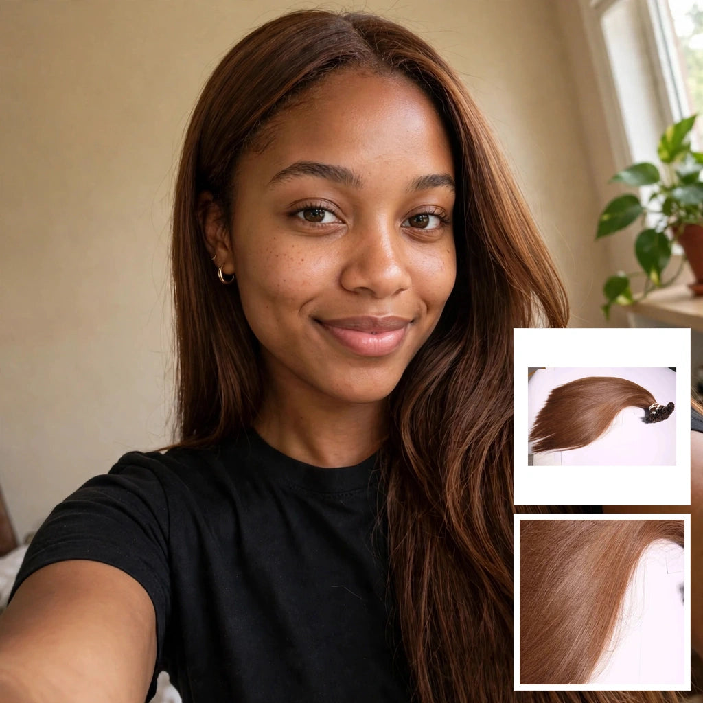 Flat-Tip Bone Straight Brown Human Hair