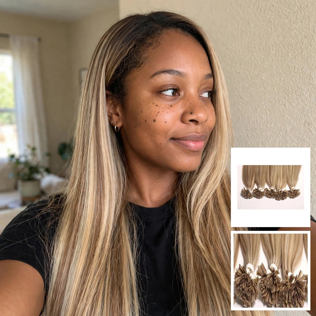 Bone Straight Medium Balayage Highlight Flat-Tip Human Hair