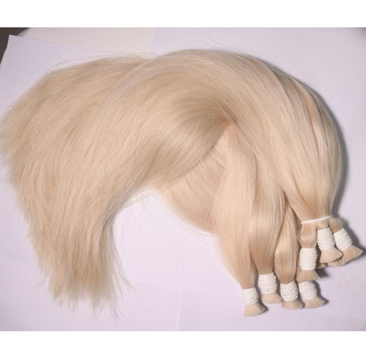 Bulk hair extensions platinum blonde top choice for braiding / Custom processing