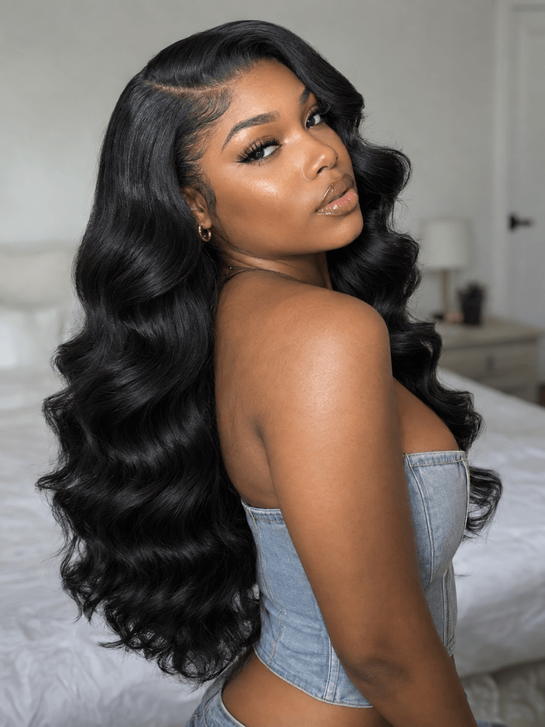 Premium Bouncy Wavy Raw Hair Natural Color 12 Inches Lace Closure Wig – 100% Human Hair