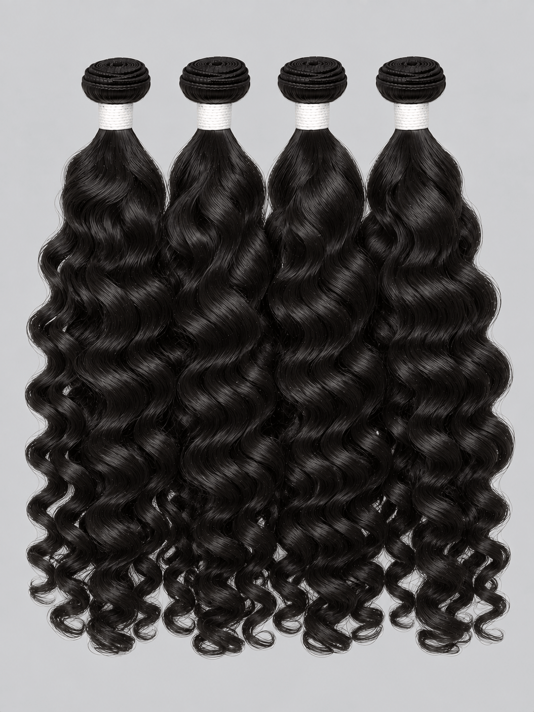 Bouncy Curly Natural Black 4 Bundles Deals Raw Human Hair Weave