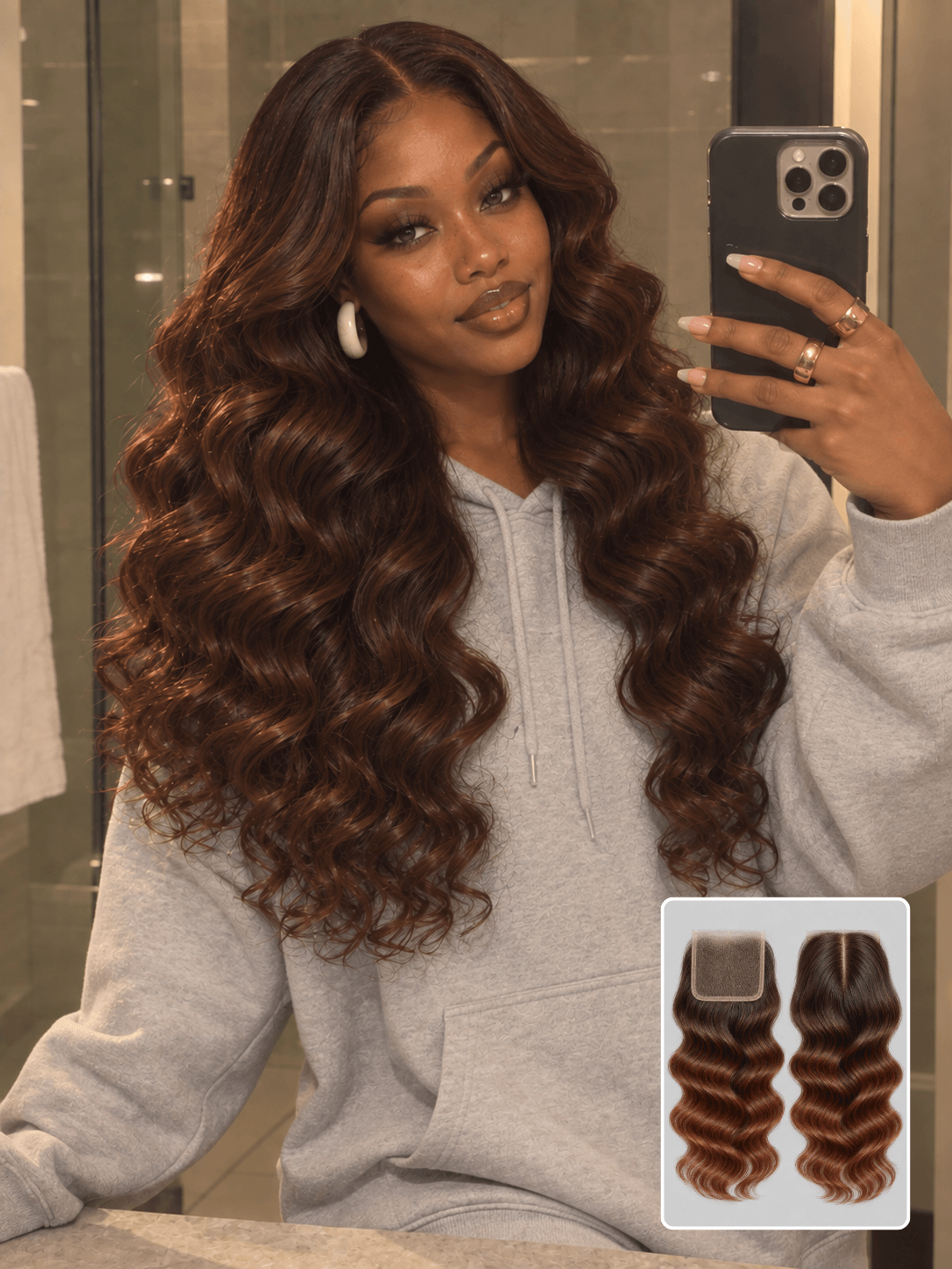 2x6 Transparent Lace Closure Body Wave Brown 4 Bundles Deals Human Hair