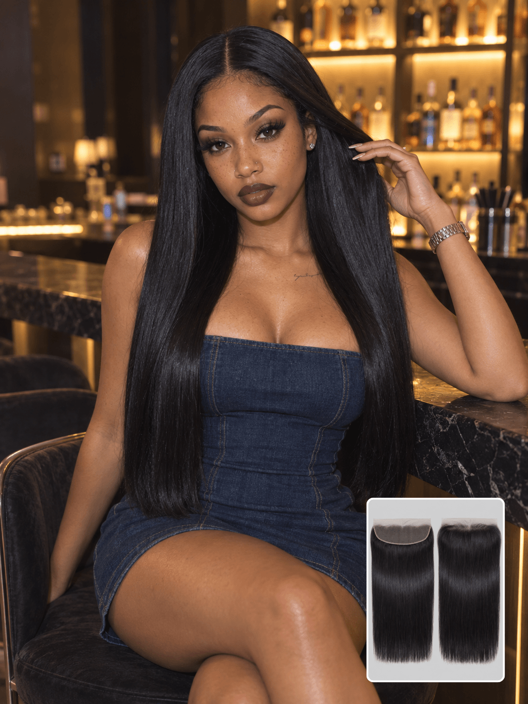 13x6 HD Frontal Bone Straight Natural Black 3 Bundles Deals Human Hair