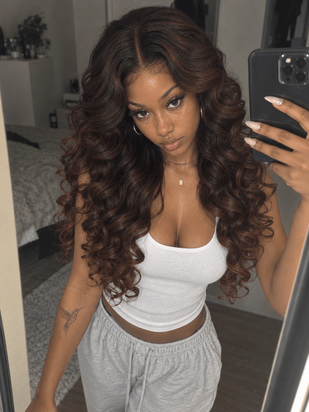 Clip-In Bouncy Curly Brown Raw Human Hair