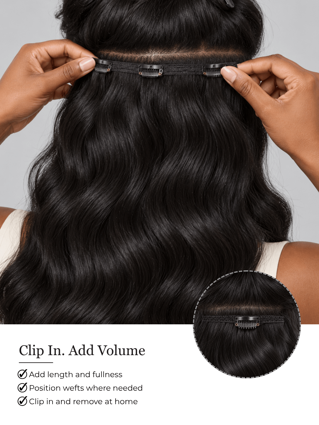 Clip-In Body Wave Natural Black Raw Human Hair