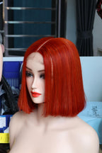 Raw hair bone straight orange color 10 inches closure 5×5 100% Human Hair (Raw hair) Premium Quality For Beauty