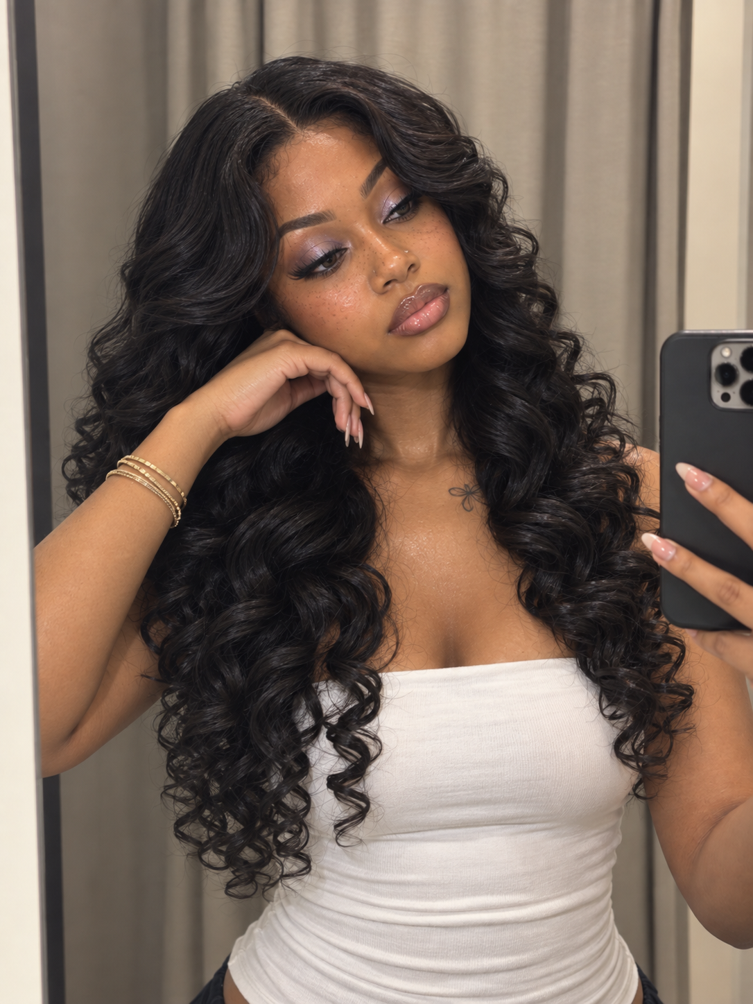 Curly raw human hair bundles