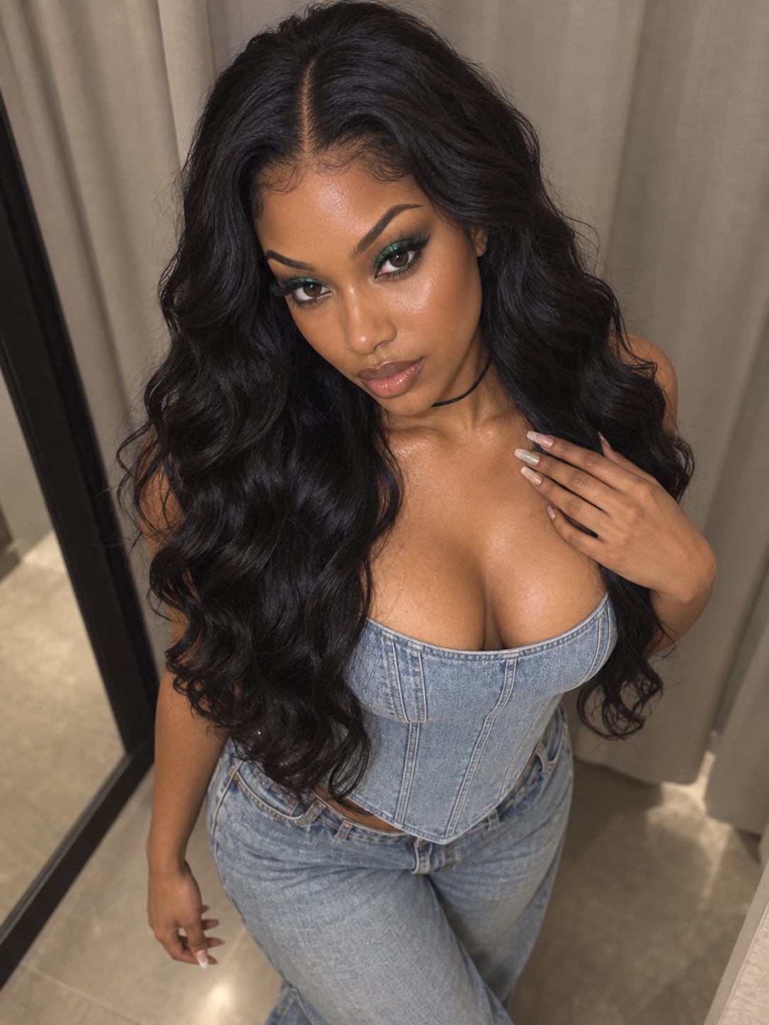 Natural wave raw human hair weft in natural black