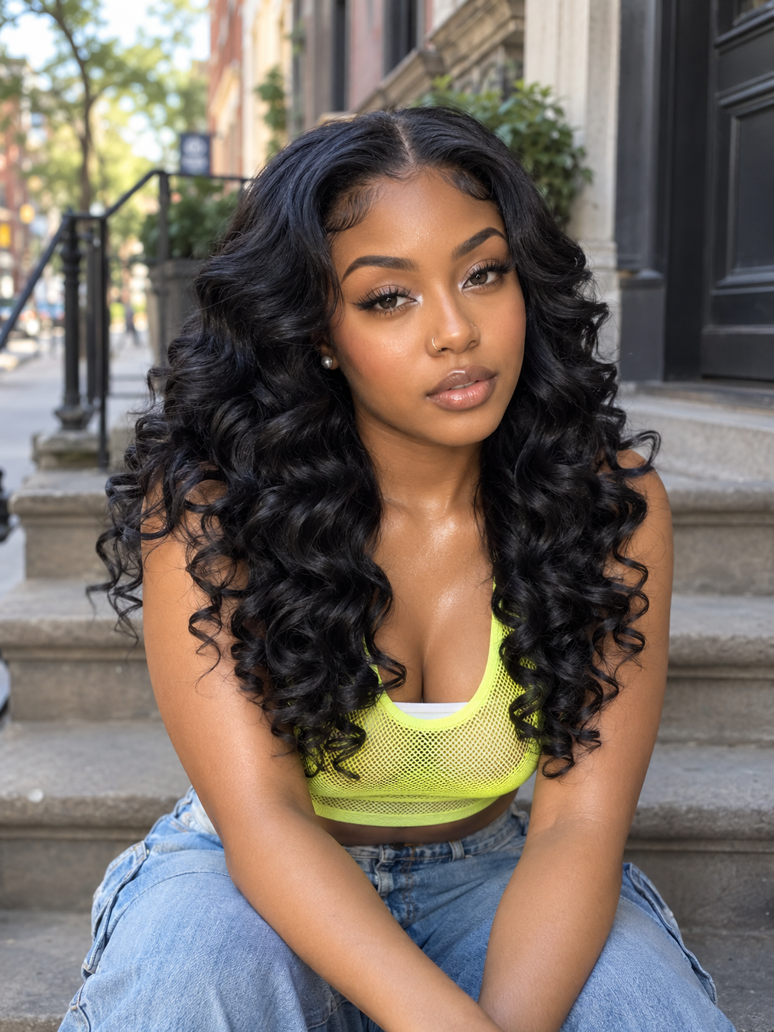 Curly raw human hair bundles
