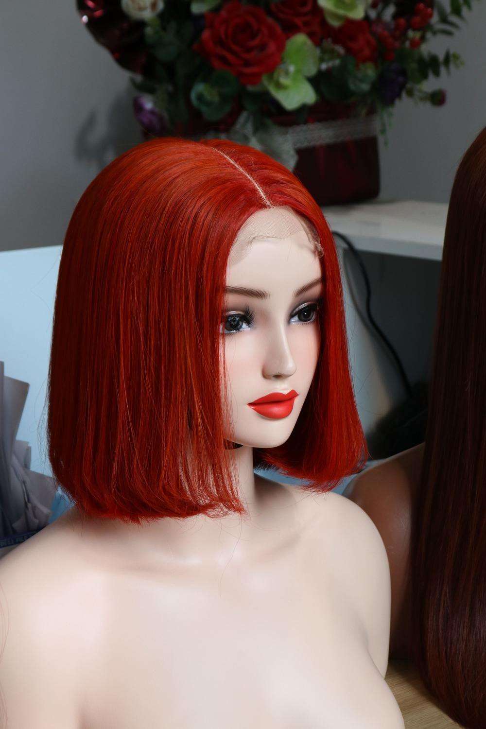 Raw hair bone straight orange color 10 inches closure 5×5 100% Human Hair (Raw hair) Premium Quality For Beauty