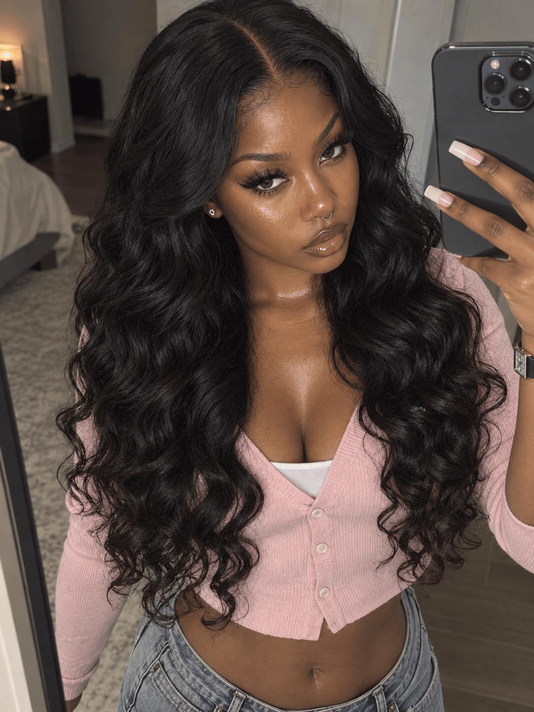 5x5 HD Lace Closure Wig Natural Wave Natural Black Human Hair
