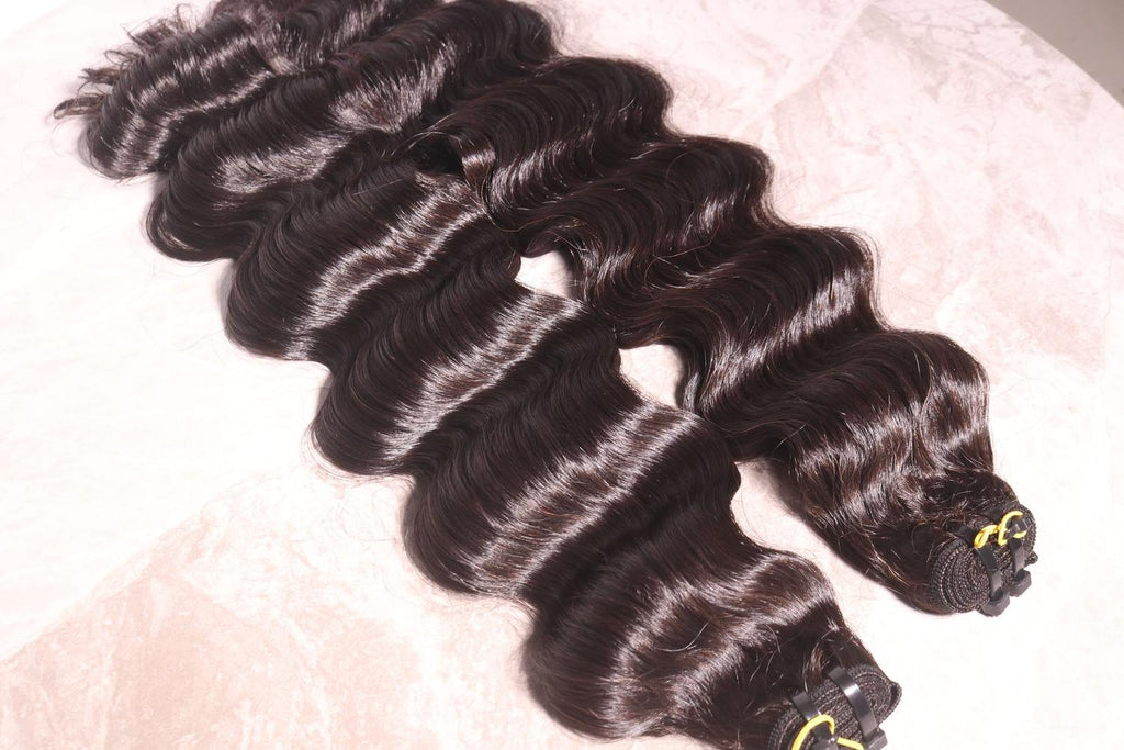 Bone Straight Virgin Human Hair Bundles Single Donor Natural Color Machine Double Weft
