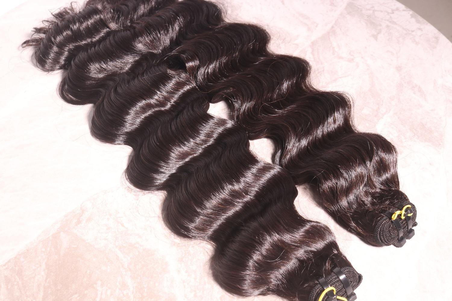 Bone Straight Virgin Human Hair Bundles Single Donor Natural Color Machine Double Weft