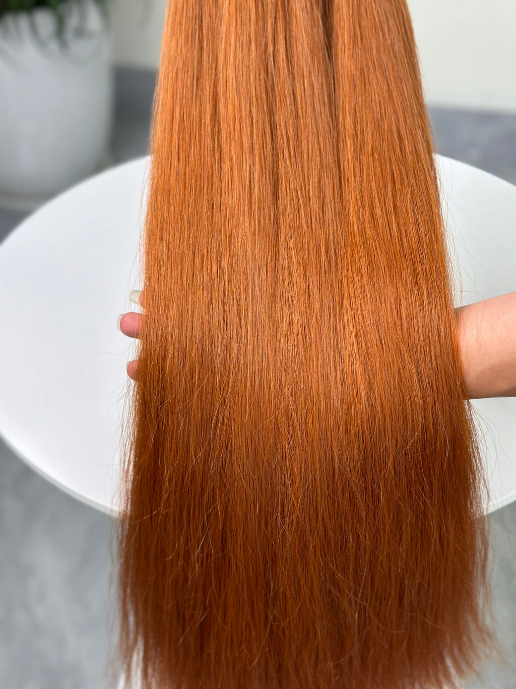 Luxury Bone Straight Human Hair – Vibrant Ginger Orange Color
