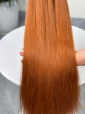 Luxury Bone Straight Human Hair – Vibrant Ginger Orange Color